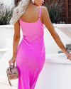 Ribbed Knit Midi Dress - Pink
