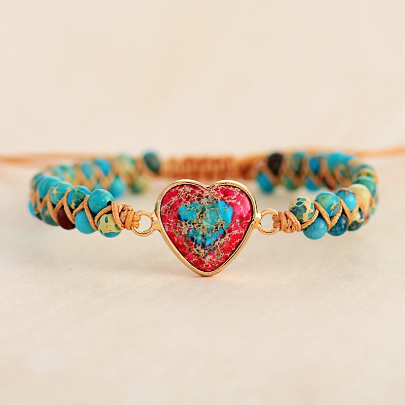 Ethnic Style Heart Shaped Braided Bracelet（Adjustable length）