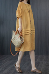 Knee-length Round Neck Solid Color Dress