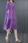 Knee-length Round Neck Solid Color Dress