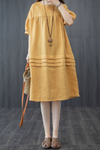 Knee-length Round Neck Solid Color Dress