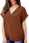 V Neck Solid Color T-shirt