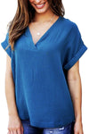 V Neck Solid Color T-shirt