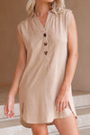 Casual Simplicity Solid Buttons Slit Shirt Dress
