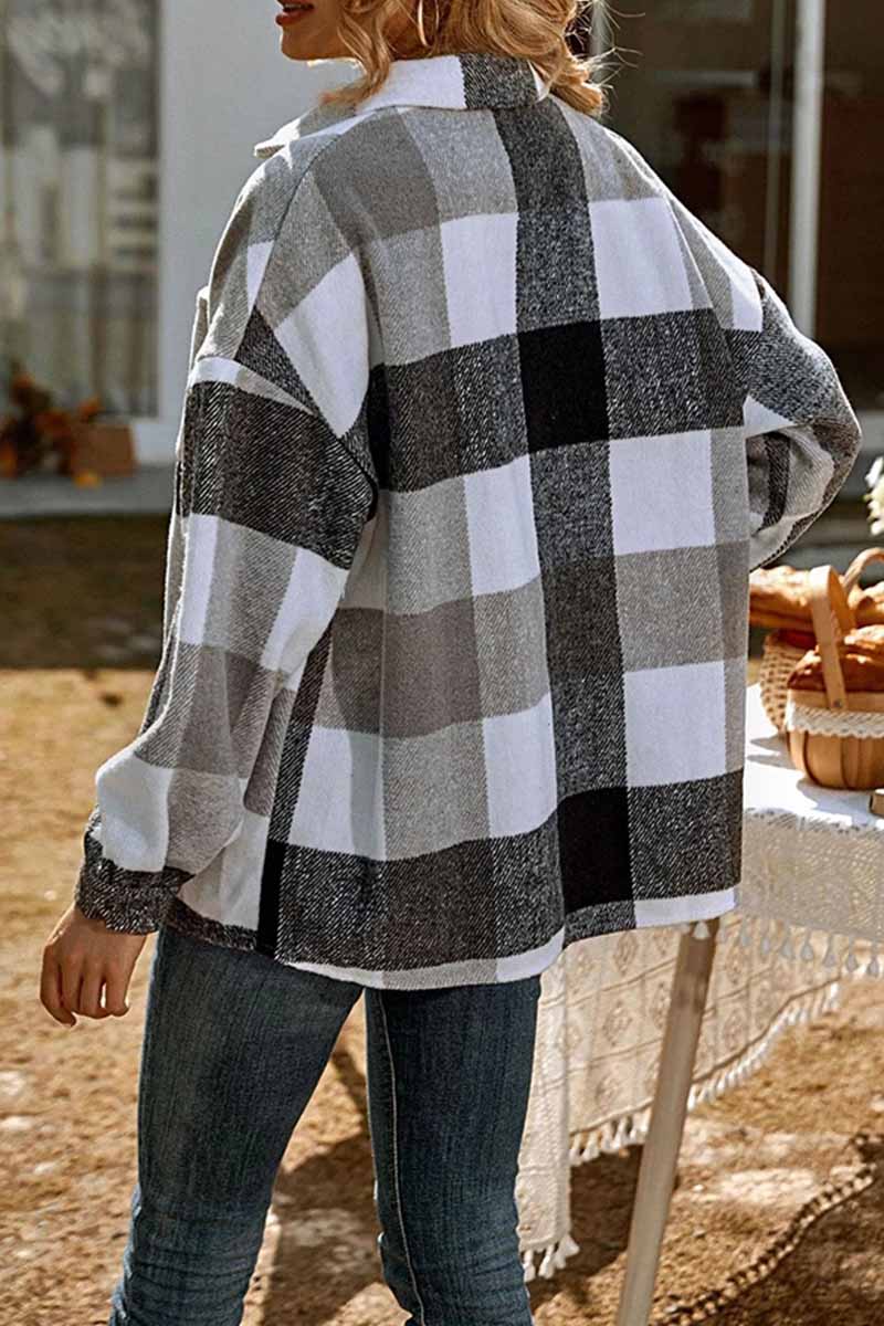 Casual Fashion Loose Lapel Plaid Tops