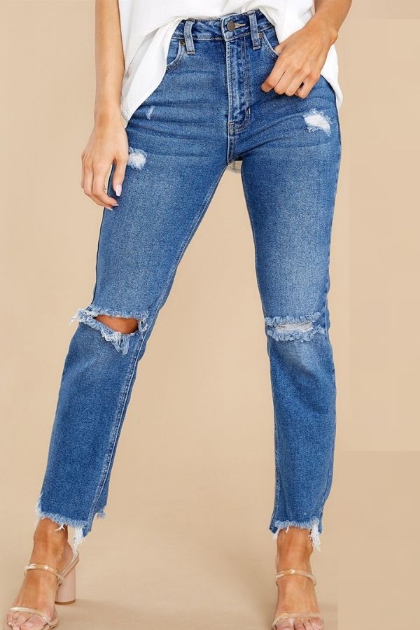 Hollow Out Silm-fit Jeans