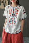 Embroidery Ethnic Style Cotton T-shirts