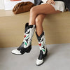 Customized Black And White Contrast Leather Western Boots