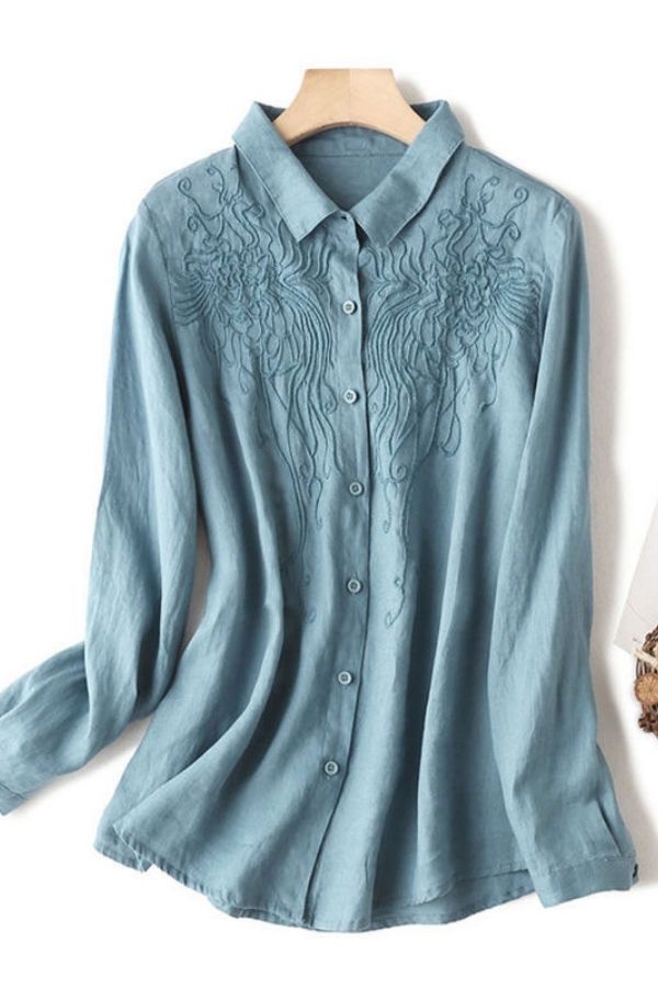 Solid Color Embroidery Shirt