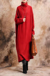 Solid Color High Collar Maxi Dress(Fit 99lbs- 187lbs)