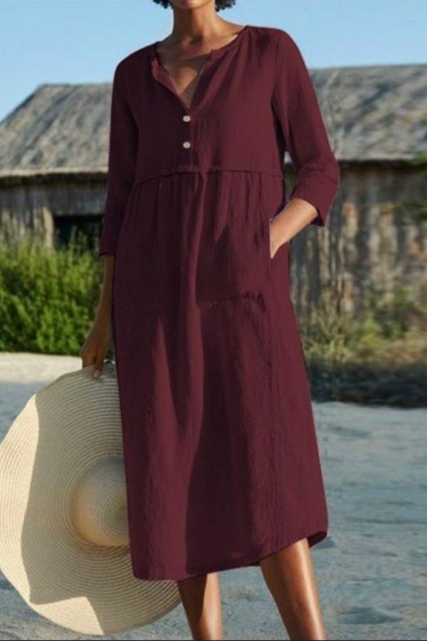 Cozy Solid Color MIdi Dress