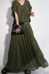 V Neck Chiffon Maxi Dress with Belt(Fit up to 220lbs)