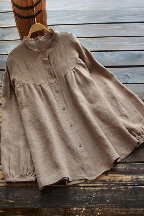 Puff Sleeve Button Breasted Blouse
