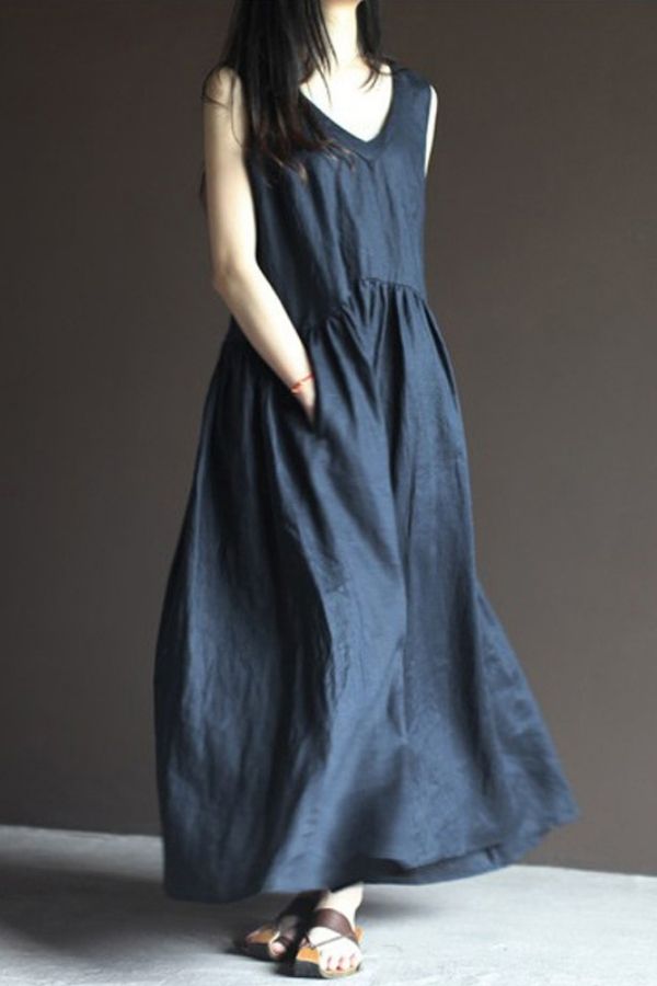 Sleeveless Cotton Long Maxi Dress