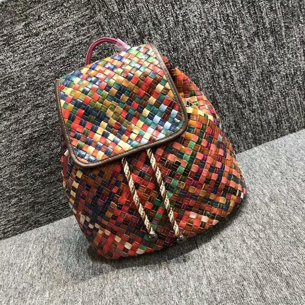 Colorful Woven Cowhide Bag