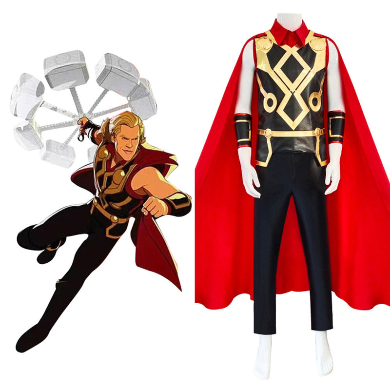 What If Thor Cosplay Costume Shirt Pants Cloak Outfits Halloween Carnival Suit