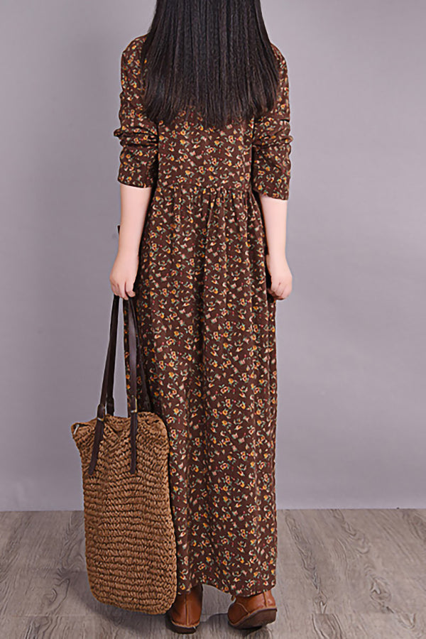 Autumn And Winter Floral Dress