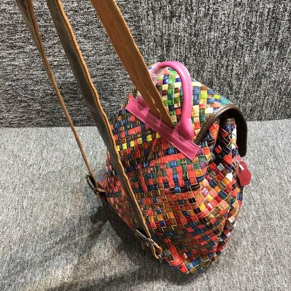 Colorful Woven Cowhide Bag