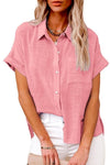 Solid Color Casual Cotton & Linen T-shirt