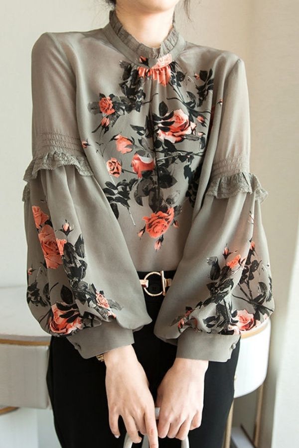 Chiffon Floral Printing Blouse