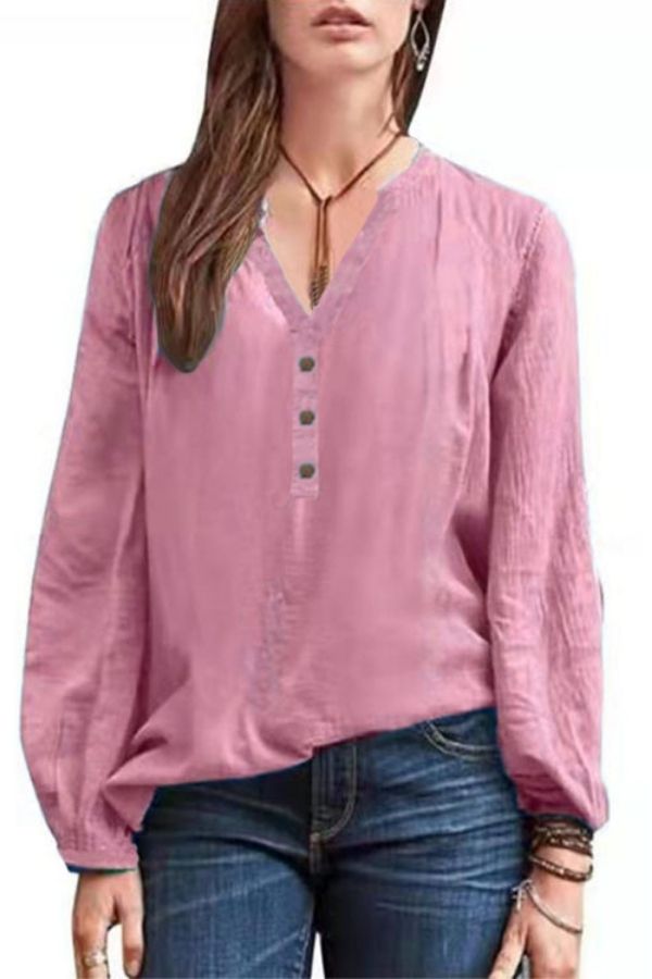 V Neck Button Breasted Blouse