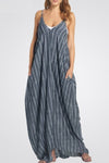 Sleeveless Stripe Printing Maxi Dress