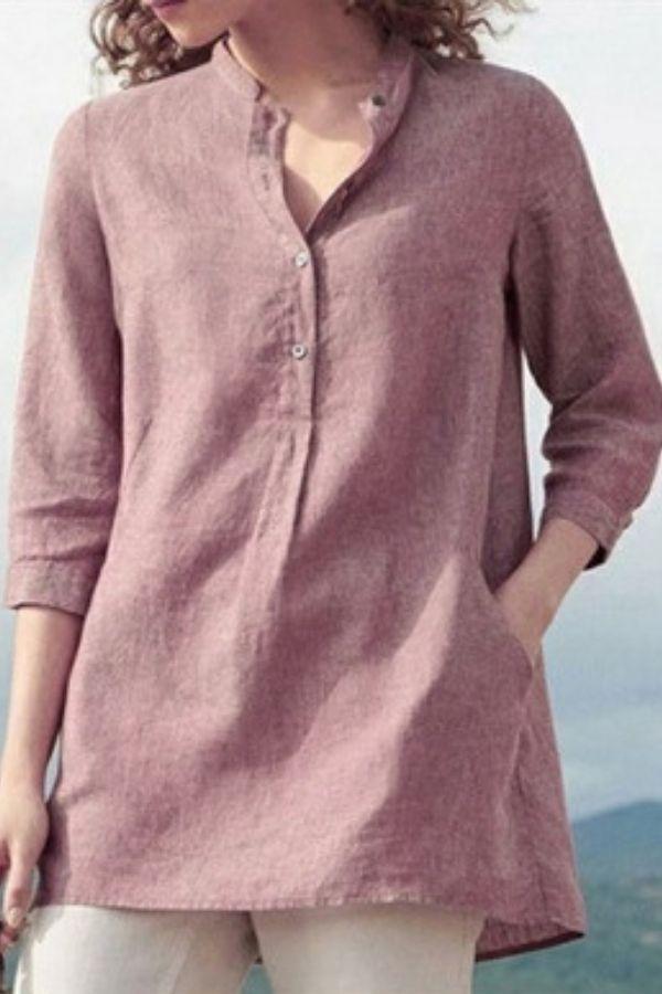 Casual Style Solid Color Blouse