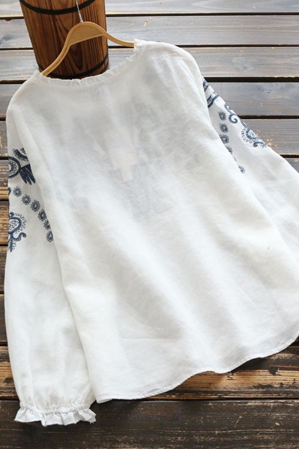 Embroidery Cozy Cotton Blouse