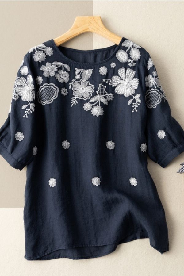 Floral Printing Round Neck T-shirt
