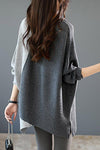 Bat Sleeve Contrast Stitching Sweater