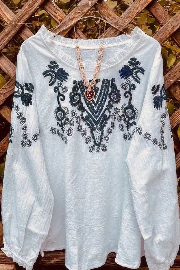 Embroidery Cozy Cotton Blouse