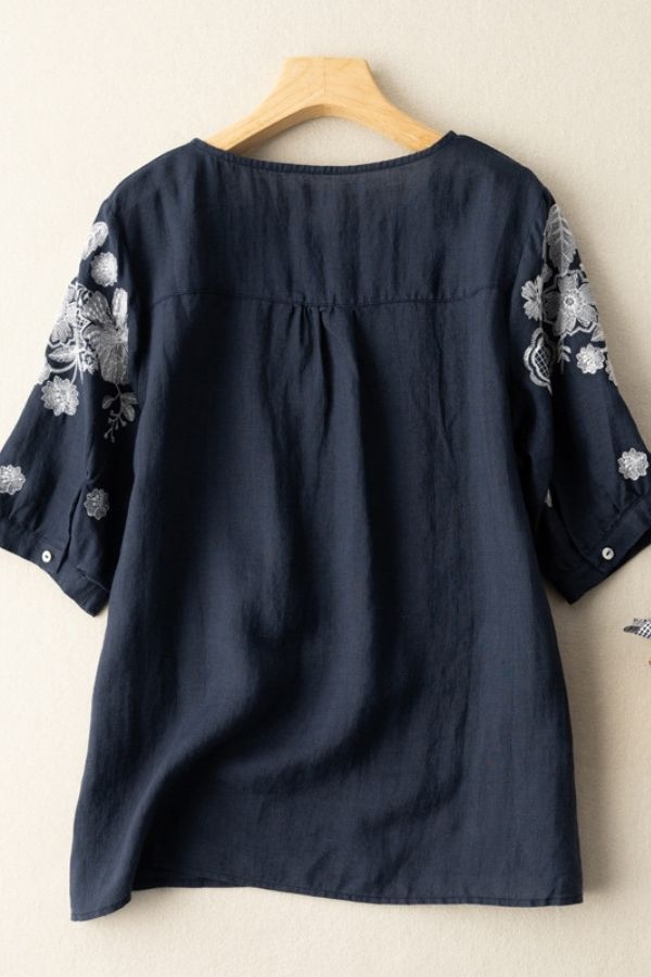 Floral Printing Round Neck T-shirt