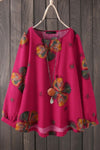 Floral Printing Cotton Puff Sleeve