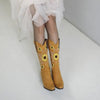 Customized Daisy Embroidered Western Boots