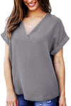 V Neck Solid Color T-shirt