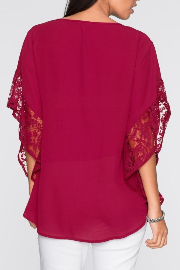 Round Neck Lace Sleeve T-shirt