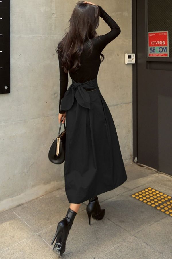 Solid Color Back Tie Skirts