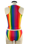 Split Color Striped Swimsuit
