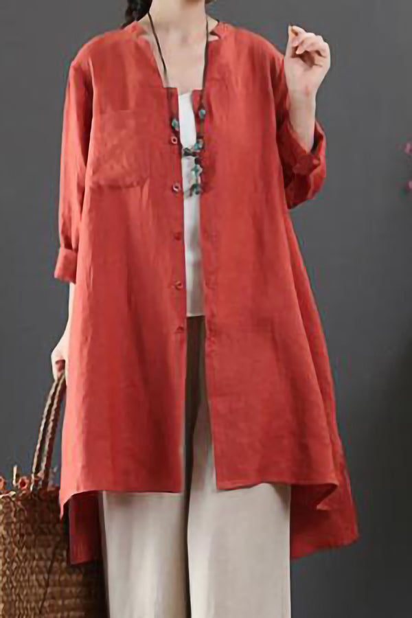 Casual Cotton Solid Color Shirt