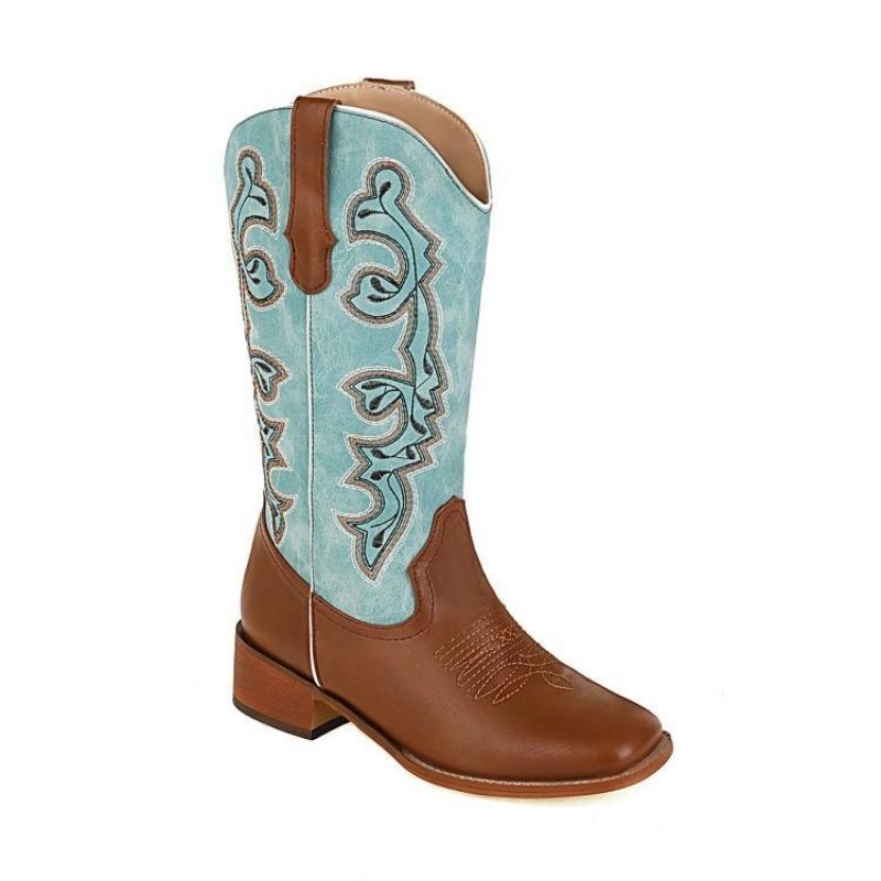 Customized Contrast Embroidered Western Boots