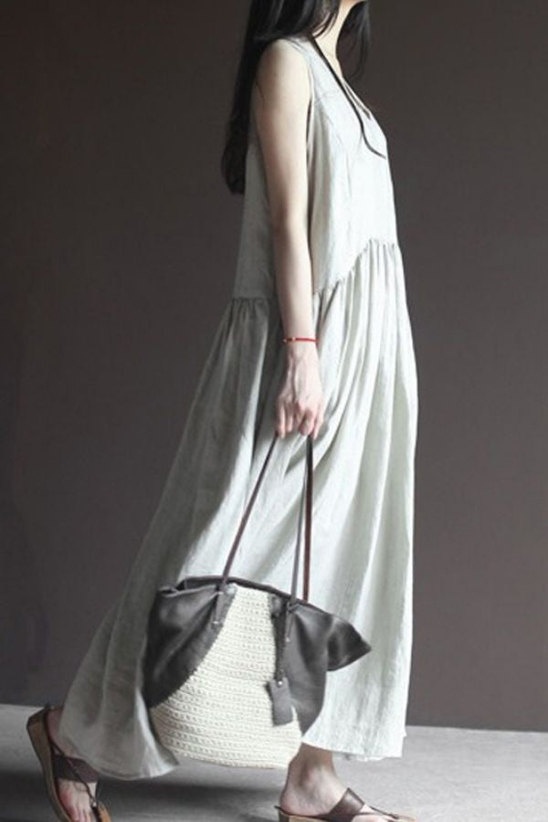 Sleeveless Cotton Long Maxi Dress
