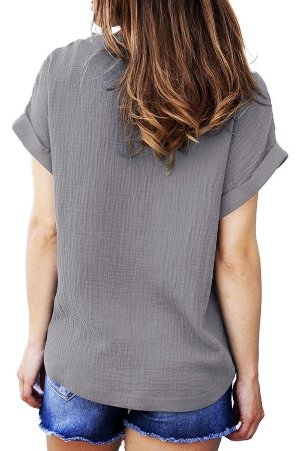 V Neck Solid Color T-shirt