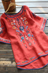 Embroidery Ethnic Cotton T-shirts