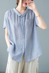 Casual Cotton Linen Short Sleeve Shirt
