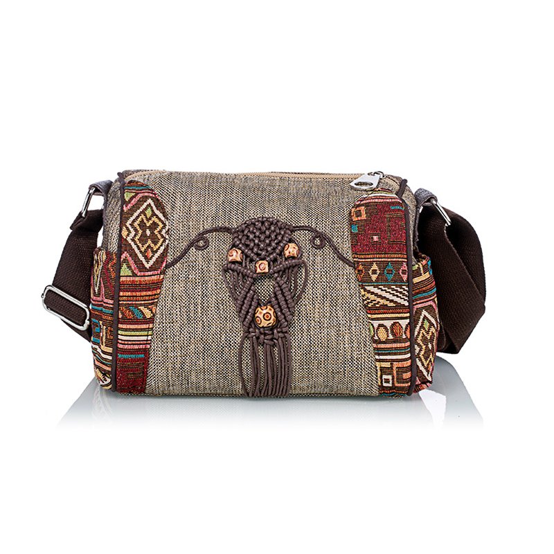 Ethnic Style Handmade Canvas Bag（Adjustable length）