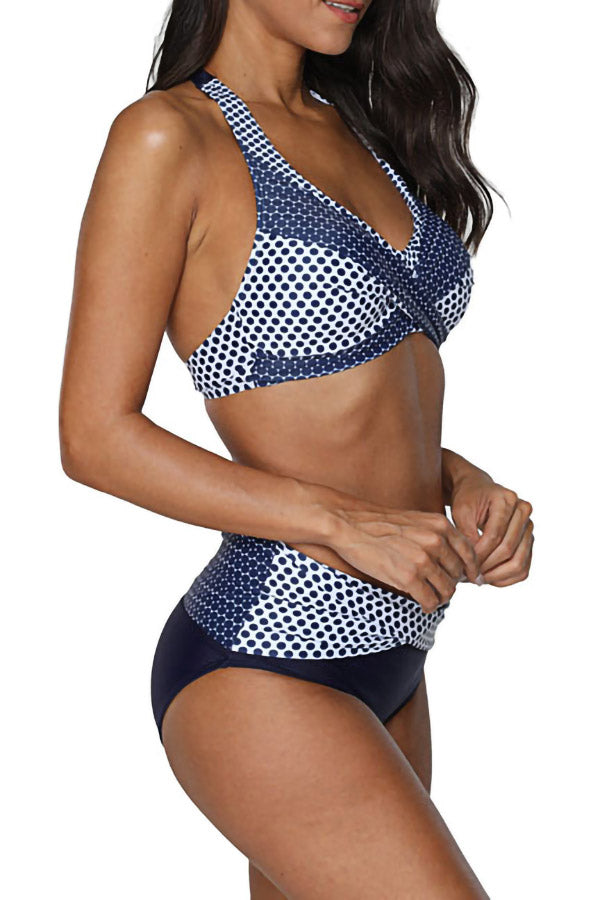 Dot Printed Halter Bikinis