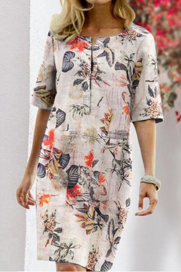 Floral Printing Midi Dress