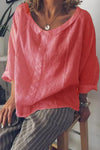 Turnover Collar Solid Color Blouse