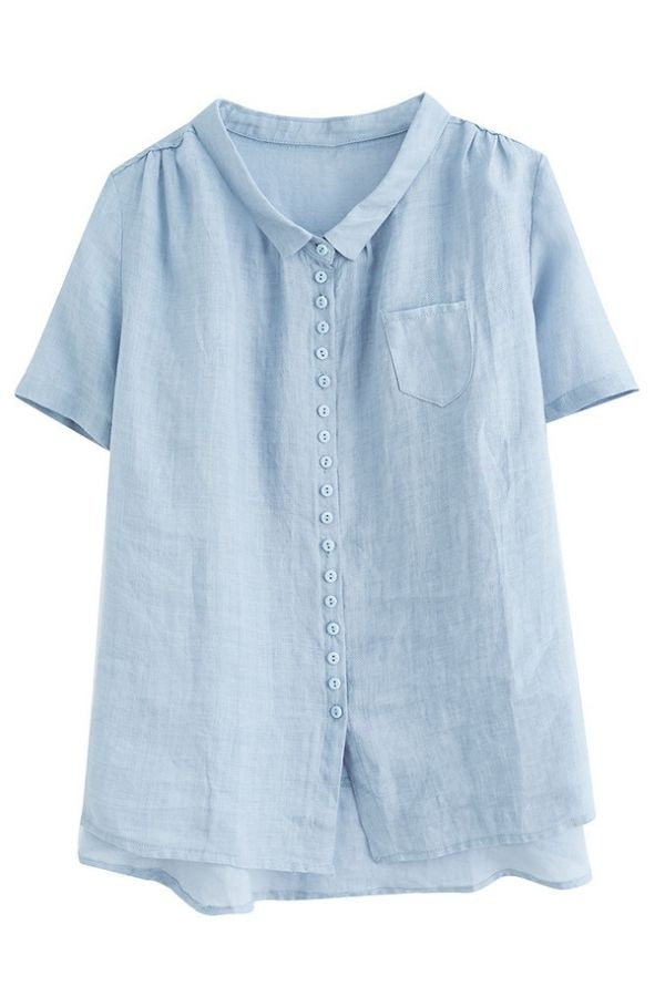 Casual Cotton Linen Short Sleeve Shirt