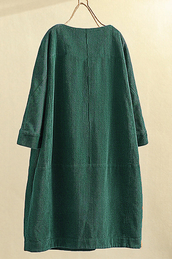 Corduroy Solid Color Loose Dress